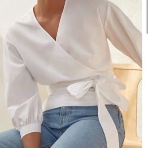 Everlane Poplin Wrap Top